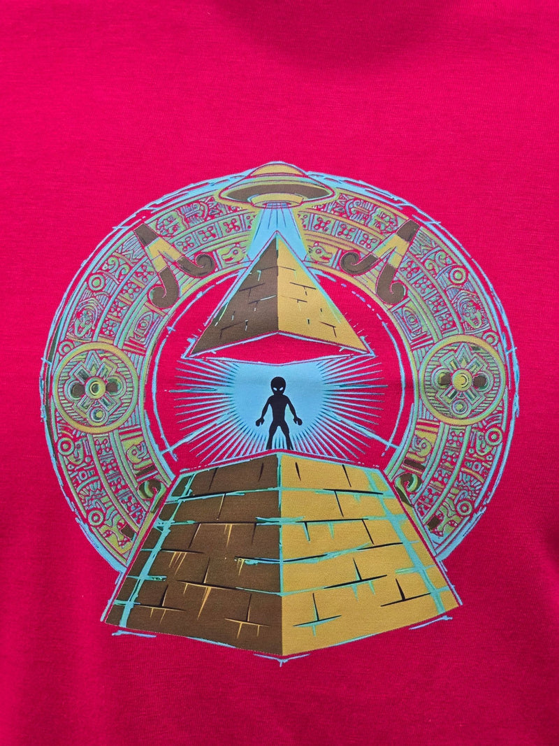 AZTEC PYRAMID RED printed crew neck - BUKSER