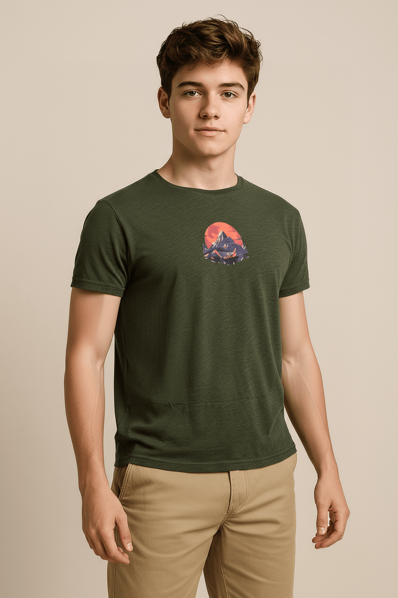 BLOOD MOUNTAIN OLIVE printed crew neck - BUKSER