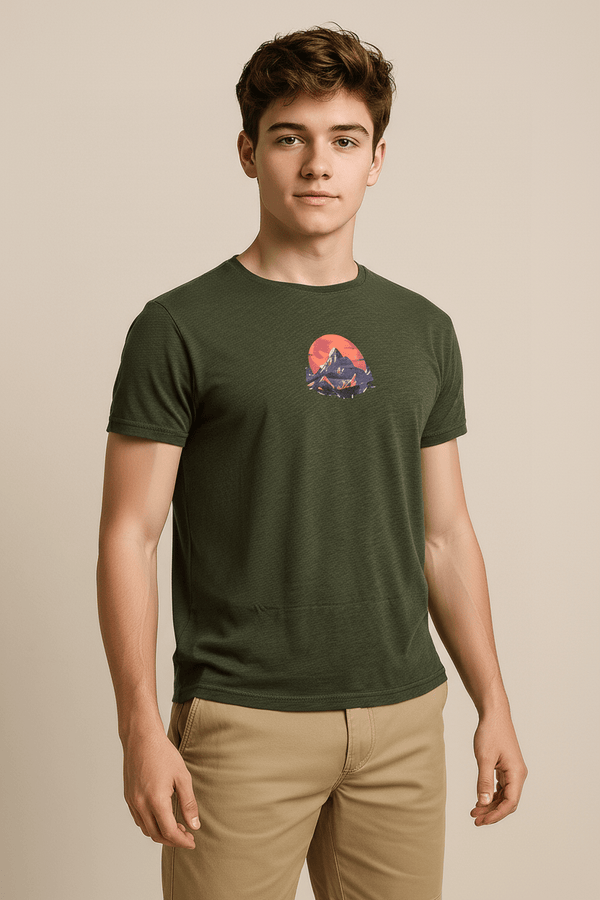 BLOOD MOUNTAIN OLIVE printed crew neck - BUKSER