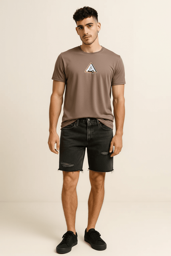 SLEEPING HAZARD DARK BIEGE printed crew neck - BUKSER