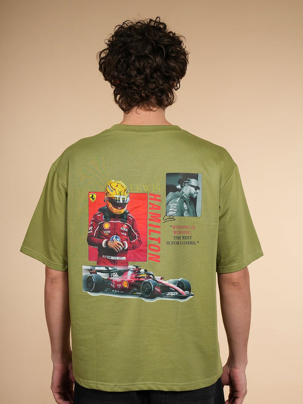 F1 Lewis Hamilton Graphic Oversized T-Shirt – Racing Edition - BUKSER