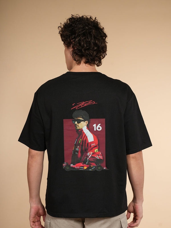 F1 Charles Leclerc Graphic Oversized T-Shirt – Racing Edition - BUKSER