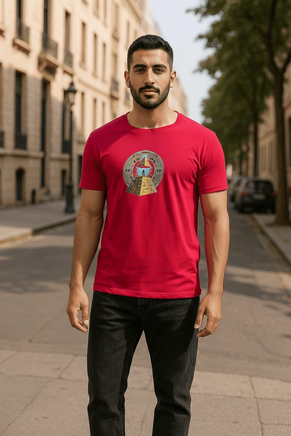 AZTEC PYRAMID RED printed crew neck - BUKSER